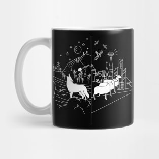 Lone Wolf Sheep Crowd Mainstream Be Different Wilderness Nature Rebell System Humanity Art Present Revolution Strength Mug